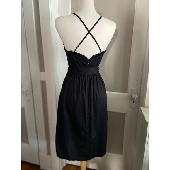 LOFT Black Pleated Summer Dress w/Fabric Belt sz 6 - Picture 4 of 16